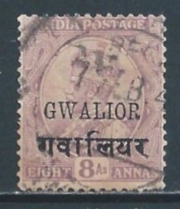 India-Convention States-Gwalior #59 Used 8a King George V Issue Ovptd. Gwalior