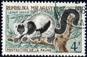 Ruffed Lemur, Malagasy stamp SC#322 used