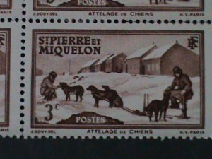 ST. PIERRE & MIQUELON -1938-SC#173- DOG TEAM -MNH   BLOCK -VF- 86 YEARS OLD