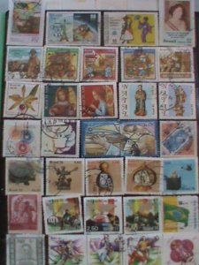 ​BRAZIL STAMPS:34 DIFFERENT JUMBO LARGE BRAZIL USED STAMPS #BR-P HIGH VALUE