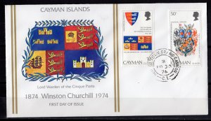 Cayman Islands 1974 Sc#352/353 SIR WINSTON CHURCHILL Set (2) LIMITED FDC