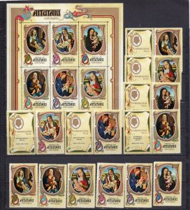 AITUTAKI 1974 CHRISTMAS PAINTINGS 2 SETS OF 6 STAMPS & S/S MNH