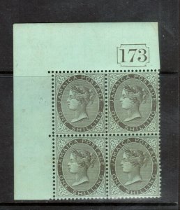 Jamaica #43a (SG #154a) Extra Fine Never Hinged Block With $ For S In Shilling