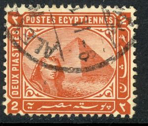 EGYPT 1879-1902 2pi Orange Brown SPHINX & PYRAMID Issue Sc 37 VFU