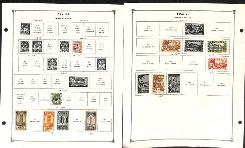 French Morocco Stamp Collection on 17 Scott International Pages, 1891-1955 (BC)