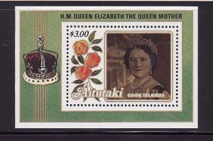 Aitutaki-Sc#377- id7-unusd NH sheet -Queen Mother-85th Birthday-1985-