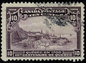 CANADA KE VII 1908 10c VIOLET VFU SG193 Wmk.none P.12 VGC