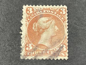 CANADA # 25--USED----SINGLE----RED-----1859