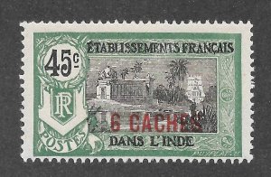 French India Scott 59 Unused HMOG - 1923 6ca on 45c Surcharged - SCV $0.95