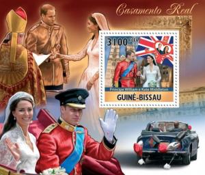 GUINE BISSAU 2011 SHEET ROYAL WEDDINGS PRINCE WILLIAM PRINCESS KATE ROYALTY