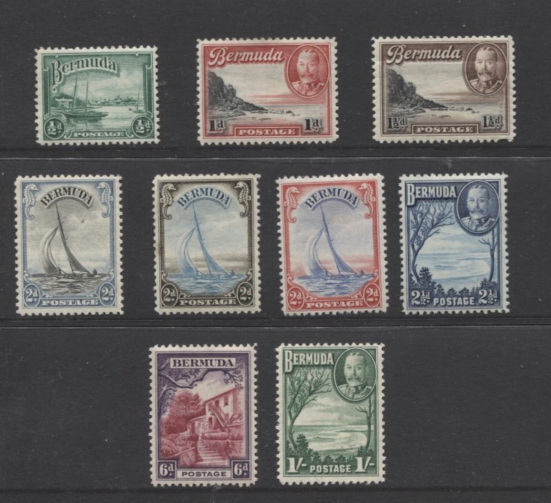 STAMP STATION PERTH Bermuda #105-113 KGV Short Set to 1/-  MH - CV$70.00