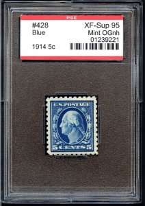 US SCOTT #428 MINT-XF-SUP-OG-NH GRADED 95 PSE ENCAPSULATED SMQ $600 (7/23/24 GP)