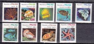 Palau # 9-16, 18, Marine Life, Mint NH