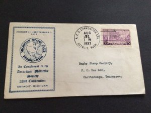 United States 1937 Michigan Stamp Club stamp cover  62818