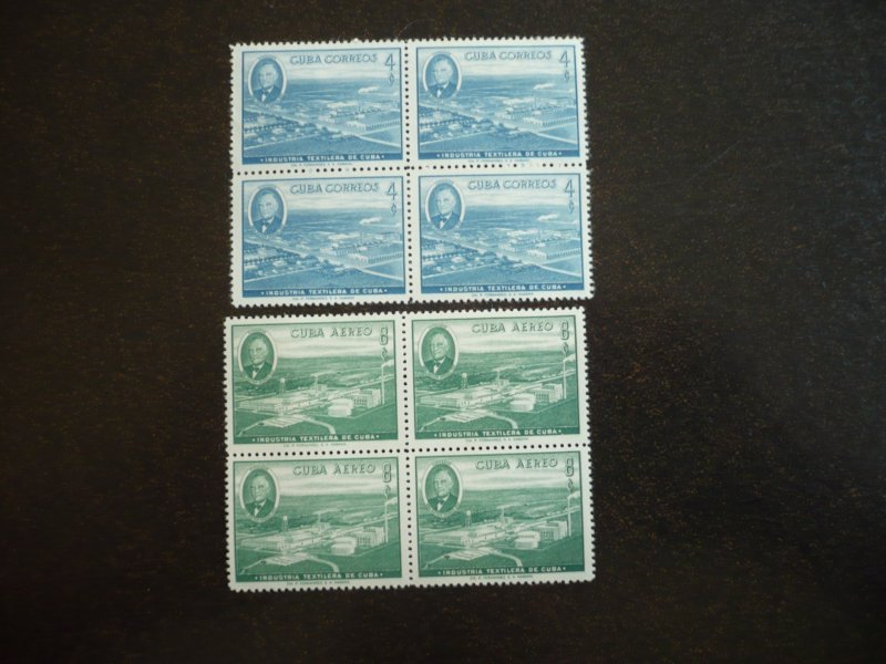 Stamps - Cuba - Scott# 590,C178 - Mint Hinged Set of 2 Stamps in Blocks of 4