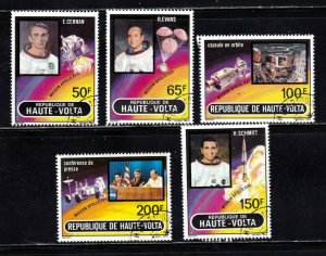 Burkina Faso stamps #229 - 233, used, complete topical set, space, astronauts