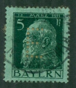 Bavaria 1911 #Mi D7 U E Perfin (Eisenbahn) Railway Official BIN=$O.50