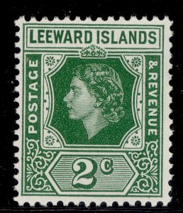 LEEWARD ISLANDS QEII SG128, 2c green, NH MINT.