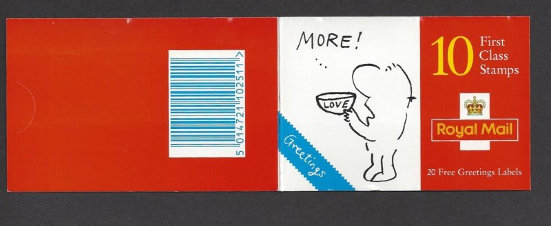 Great Britain #1652a MNH booklet, greetings cartoons, issued 1996