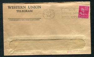 1942 WESTERN UNION TELEGRAM - GRAND RAPIDS, MICHIGAN - ILLUSTRATED REVERSE