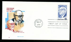 US 2848 George Meany - Organized Labor Leader UA Farnam cachet FDC