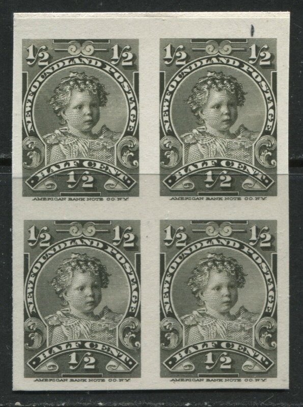 Newfoundland 1897 1/2 cent Plate Proof block of 4