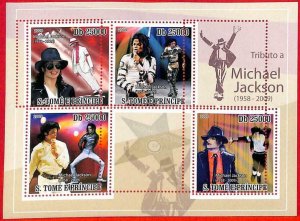 A3340- SAO TOME & PRINCIPE, ERROR MISPERF Miniature sheet: 2009, Michael Jackson