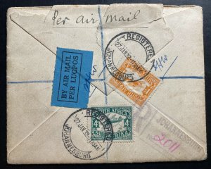 1932 Johannesburg South Africa First Flight Cover Double Crash To England