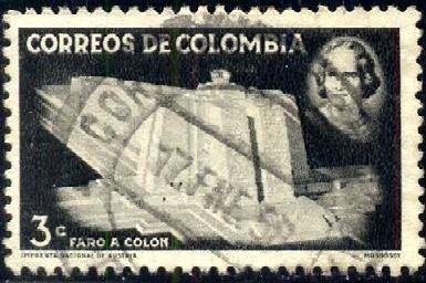 Columbus & Proposed Lighthouse, Colombia stamp SC#666 Used