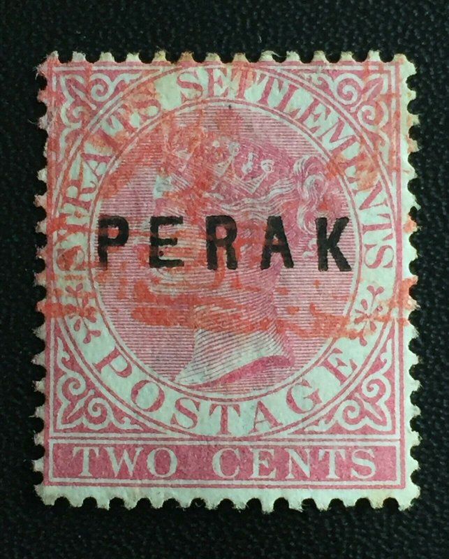 MALAYA 1883 PERAK opt STRAITS SETTLEMENTS QV 2c Used wide E SG#13 M3568 