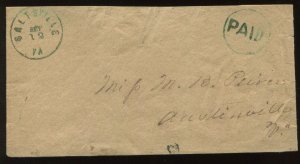 Confederate Saltville VA GREEN 'PAID' Stampless Cover CSA CV $500 LV6501