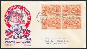 UNITED STATES FDC 3¢ Oregon Statehood BLOCK 1948 Staehle