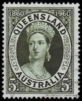 Australia #338 Used - 1960 5d.  - Queen Victoria