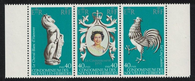 Fr. New Hebrides Cockerel Bird 25th Anniversary of Coronation Strip of 3v