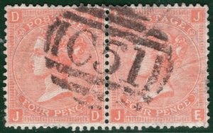 GB USED ABROAD DANISH WEST INDIES 4d Plate 10 Pair ST THOMAS C51 Numeral SBR47