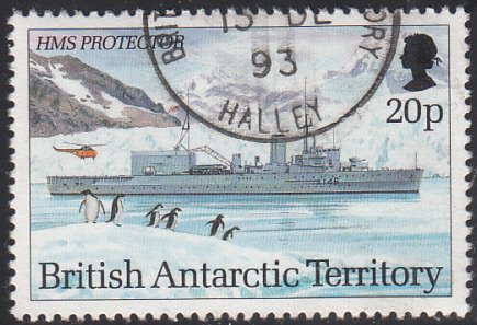 British Antarctic Territory 1993 used Sc #208 20p HMS Protector Research Ships