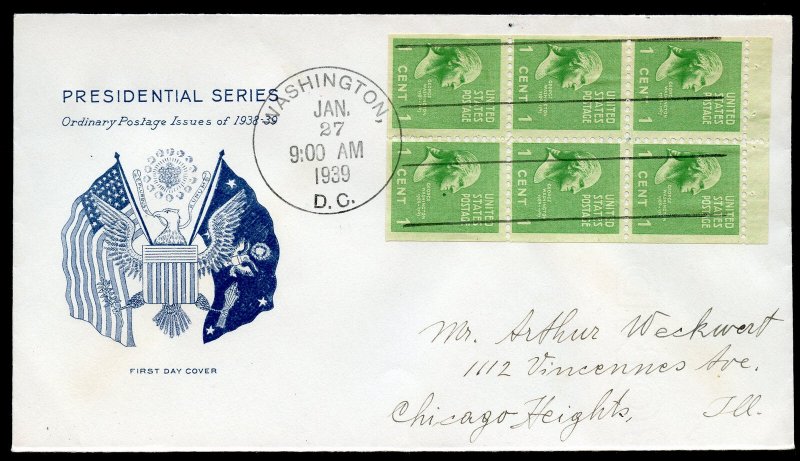 U.S. Scott 804b (6) FDC Post Marked in Washington, DC