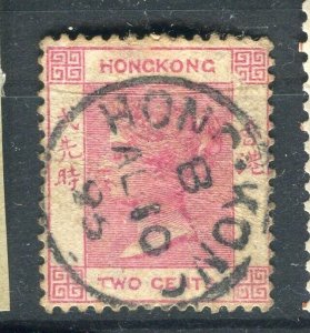 HONG KONG; 1890s early classic QV issue used shade of 2c. value fair Postmark