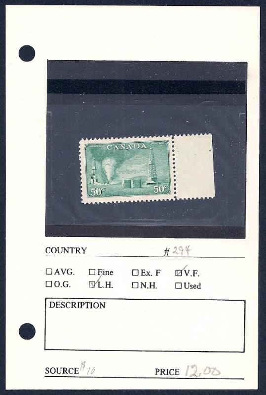 CANADA Sc#294 Mint Unused Lightly Hinged