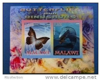 Malawi 2008 Dinosaur Butterfly Prehistoric Animals Insects S/S Stamps (3) imperf