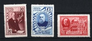 RUSSIA/USSR 1941 FAMOUS PEOPLE/ZHUKOVSKI SET OF 3 STAMPS MNH