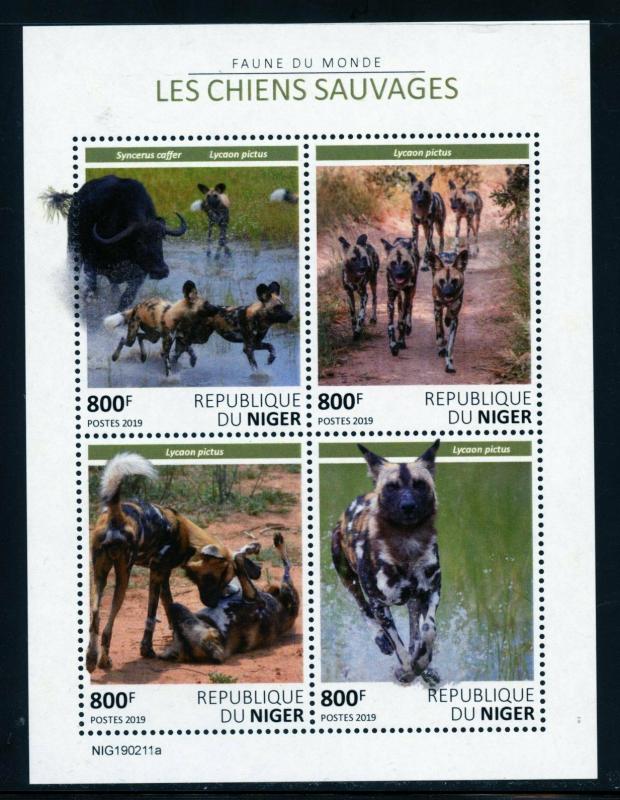 NIGER 2019 FAUNA OF THE WORLD WILD DOGS SHEET MINT NH