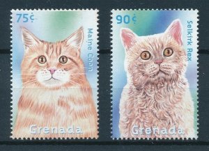 [109201] Grenada 2000 Cats Maine Coon Selkirk Rex  MNH