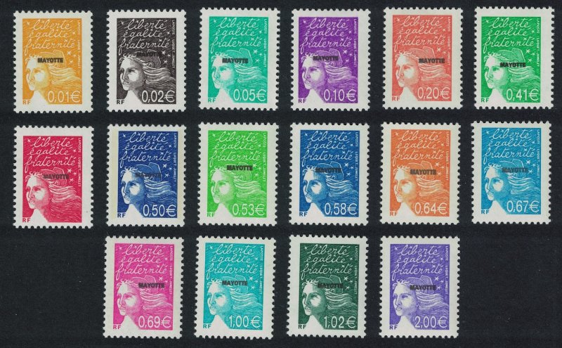 Mayotte Stamps of France optd 'MAYOTTE' 16v COMPLETE D2 SG#143-166 CV£30+