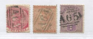 Jamaica QV stamps used with A62, A64, and A65 numerals