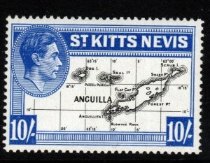 ST.KITTS-NEVIS SG77e 1948 10/= BLACK & ULTRAMARINE MNH