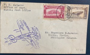 1932 Manila Philippines First Special flight Airmail Cover FFC To Iloilo