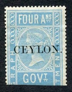 Ceylon SGT2 1880 4a Indian Telegraph Opt CEYLON MINT Ex Taprobana