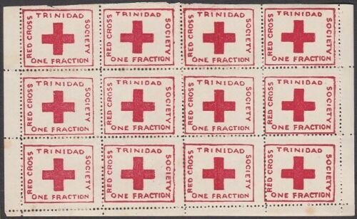 TRINIDAD 1914 Red Cross SG157 complete sheetlet of 12 mint..................W412 