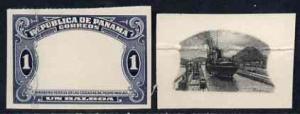 Panama 1918 cut down die proofs of 1b frame & centre ...